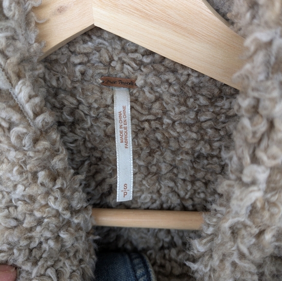 Rare Free People Rendered Denim Sherpa Jacket/Coat- Small ( Oversized) - Picture 7 of 12